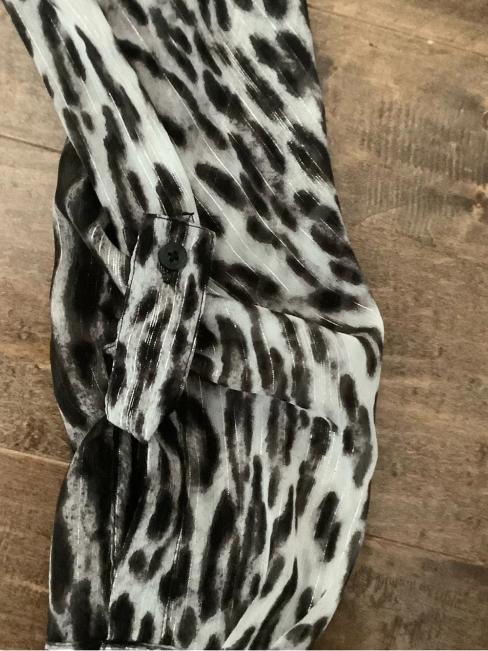 Michael Kors Black and Silver Striped Blouse,M